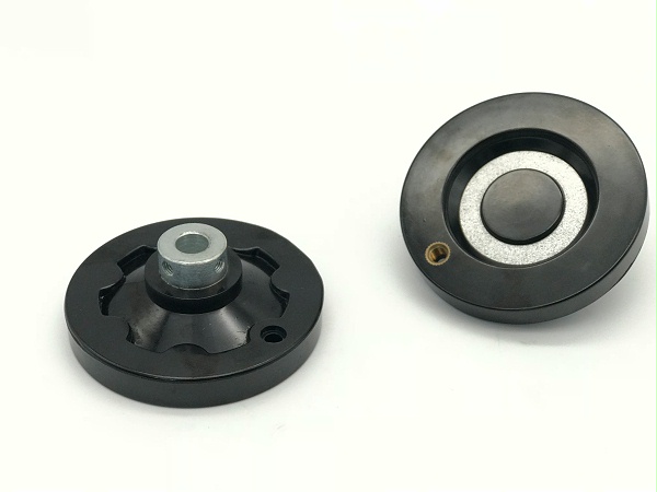 欧拓手轮厂家开发生产80直径背面波纹手轮凸铁芯,打标机专用